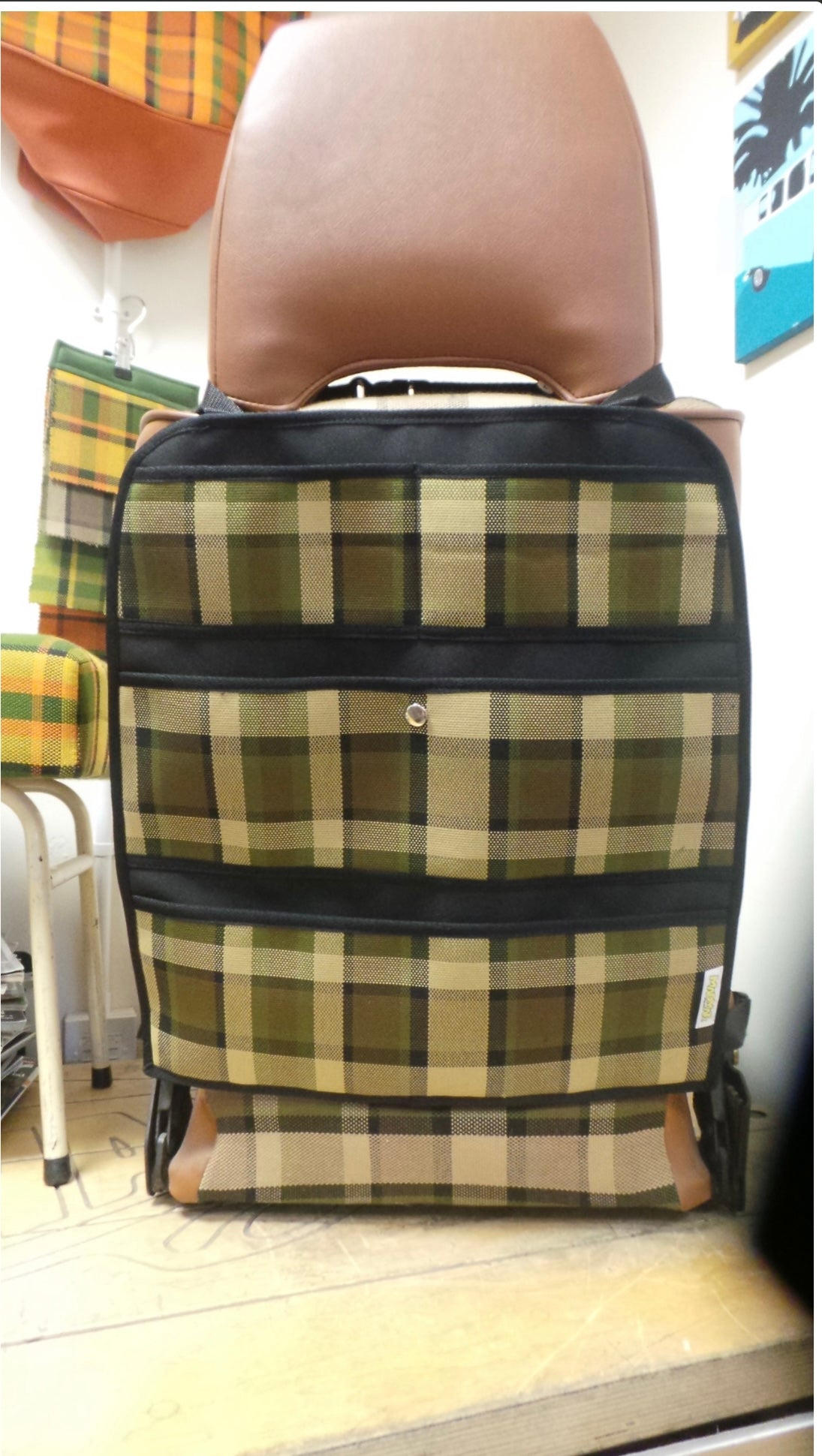 Seat Hanging Storage Westfalia Plaid - Mexican Beige