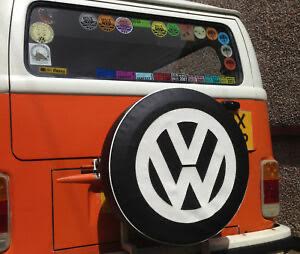 Spare wheel cover in Black with white logo.