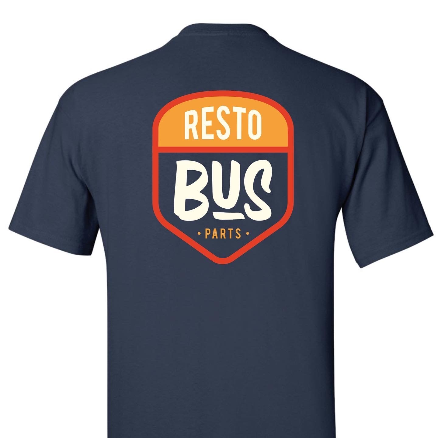 Resto Bus Parts Logo T Shirt - Navy Blue