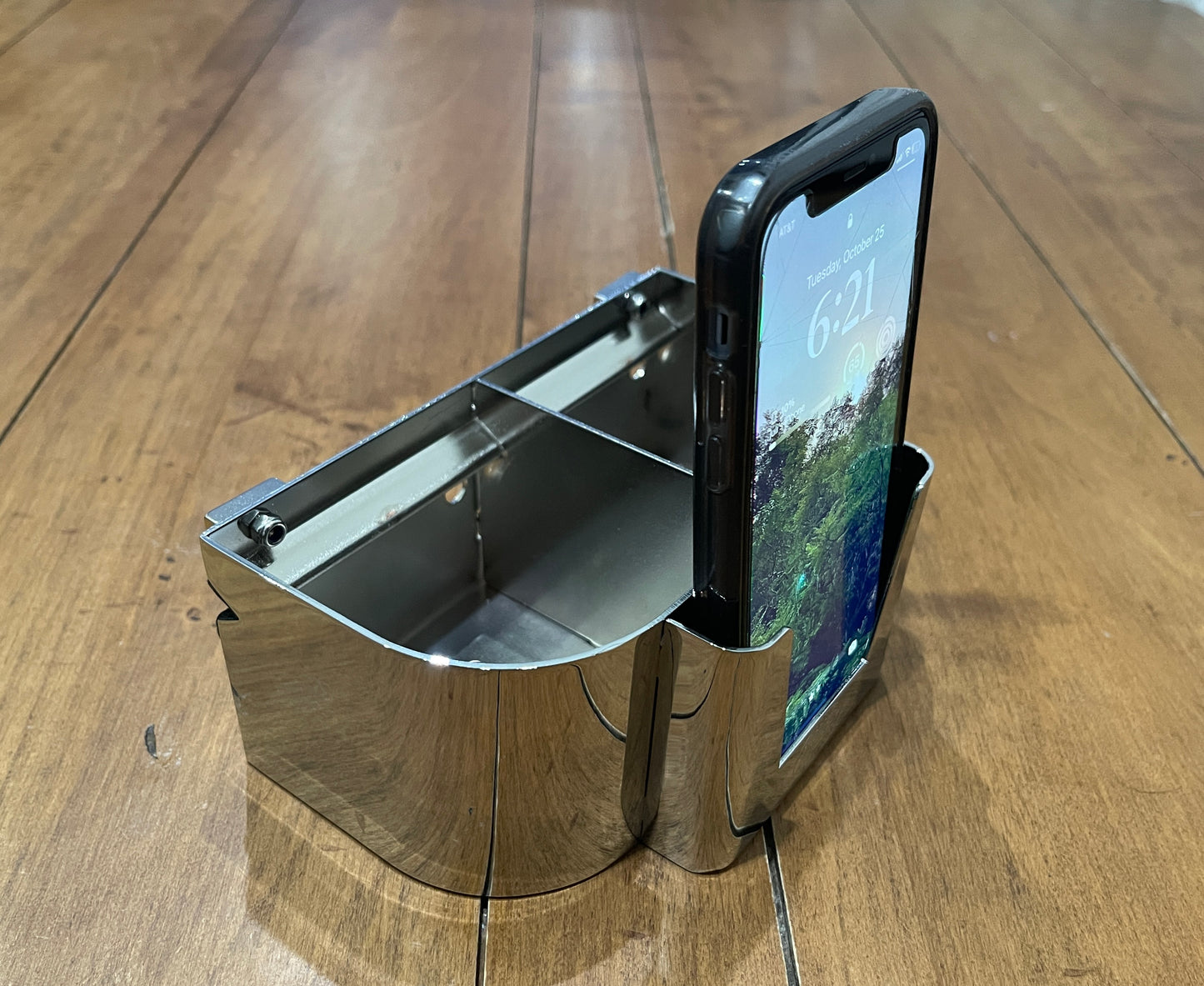 Dual Drink and Phone Holder Beetle - Chromed