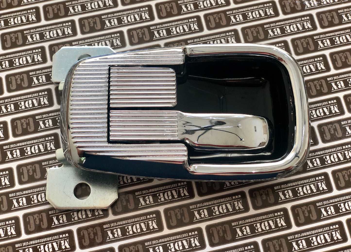 Complete Chrome Internal Door Release Handle & Surround 68-72- Left Side