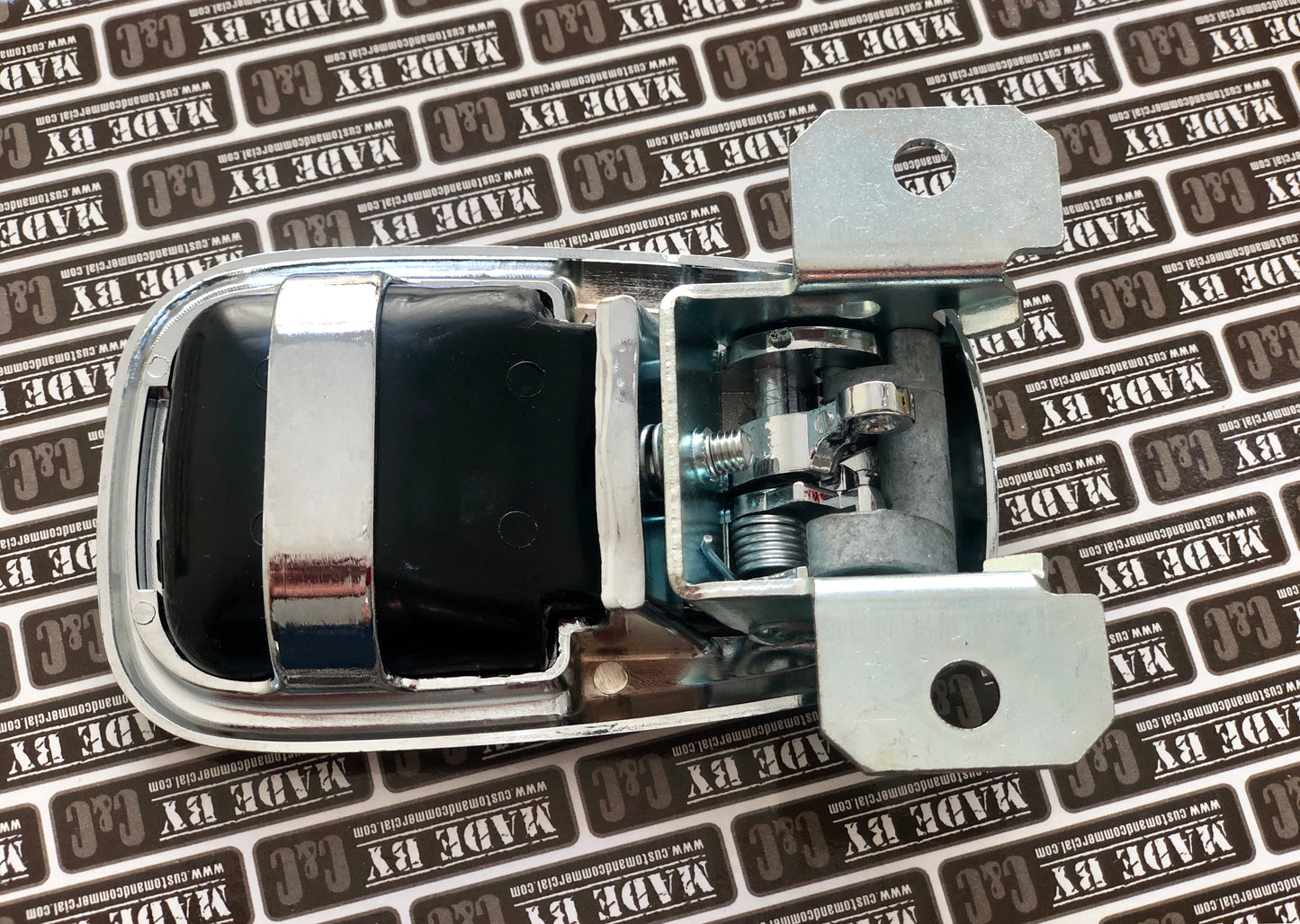 Complete Chrome Internal Door Release Handle & Surround 68-72- Left Side