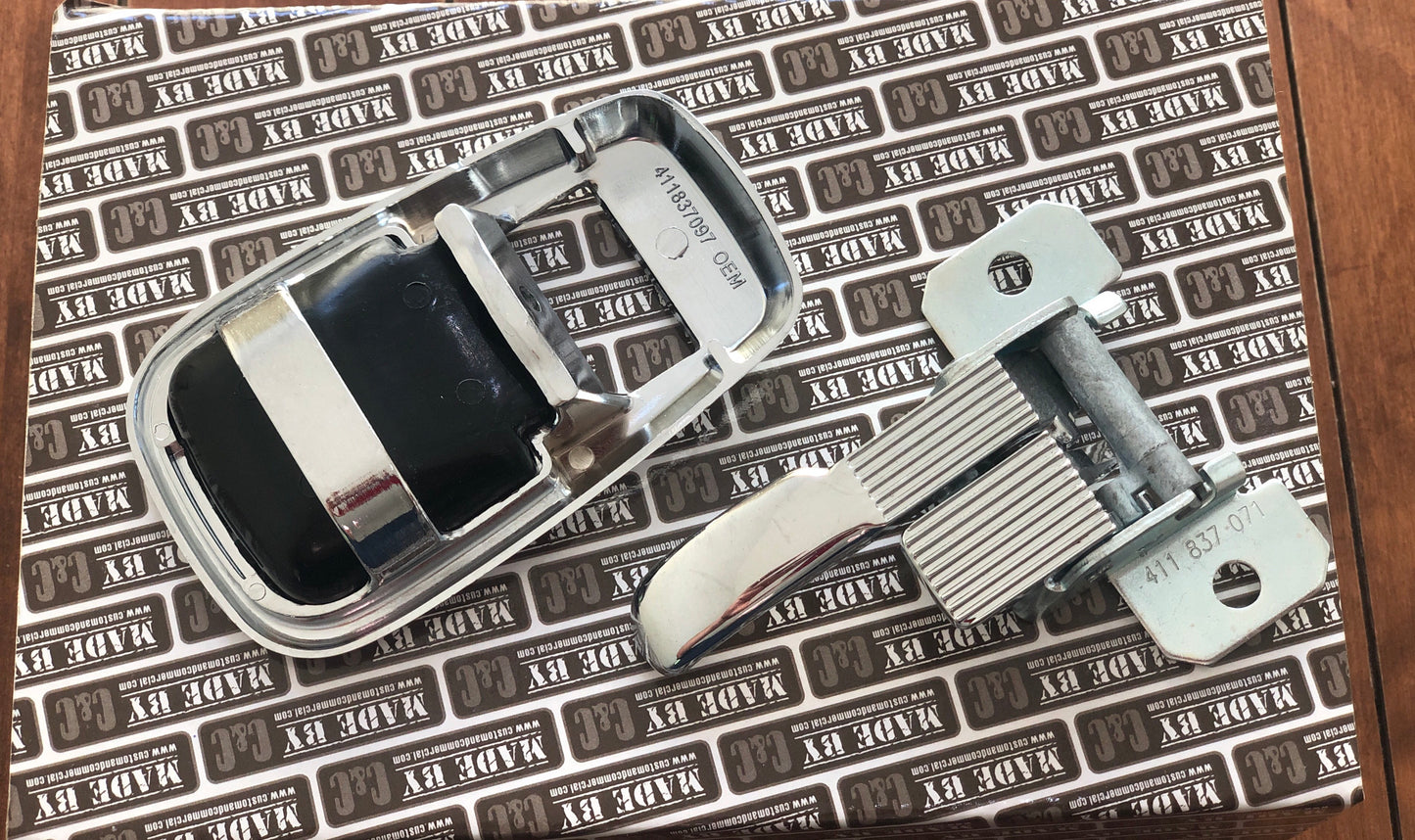 Complete Chrome Internal Door Release Handle & Surround 68-72- Left Side