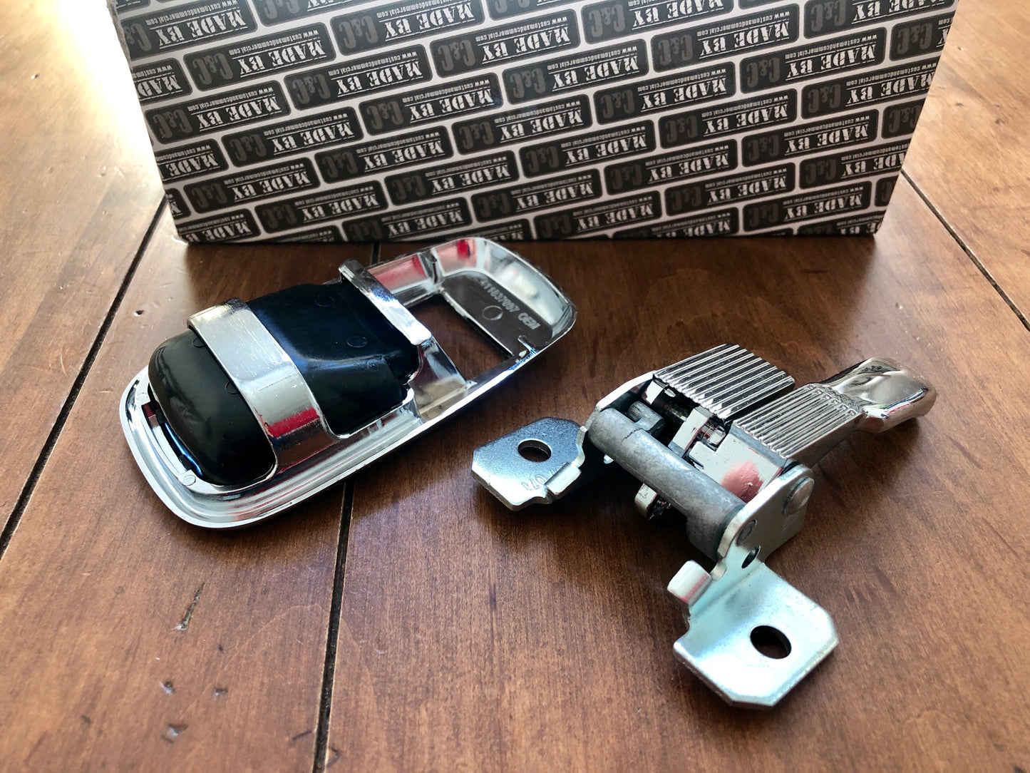 Complete Chrome Internal Door Release Handle & Surround 68-72- Left Side