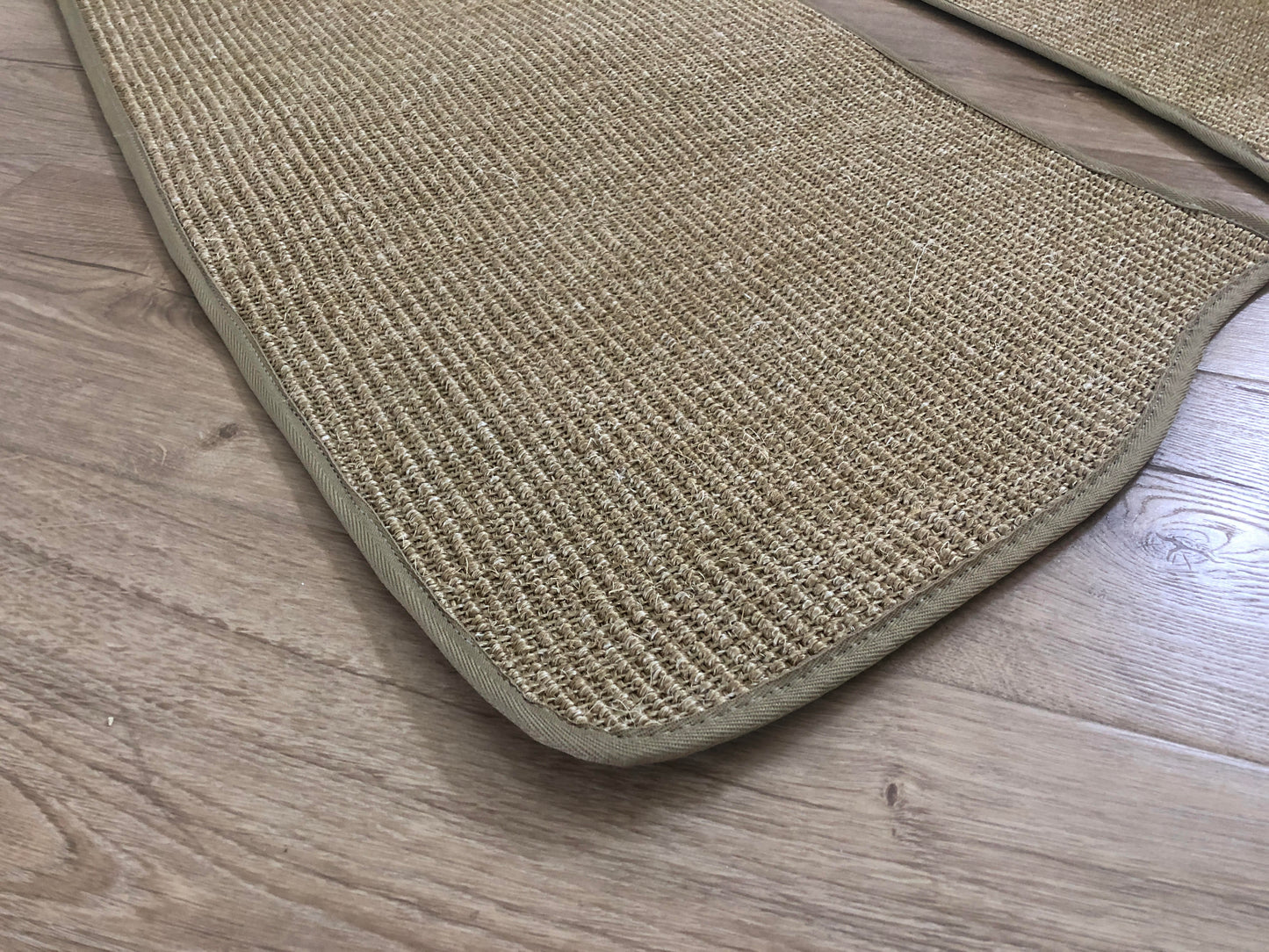 Natural Sisal Split Bus Wheel Arch Mats Fine Weave Fudge With Sand Egde Trim