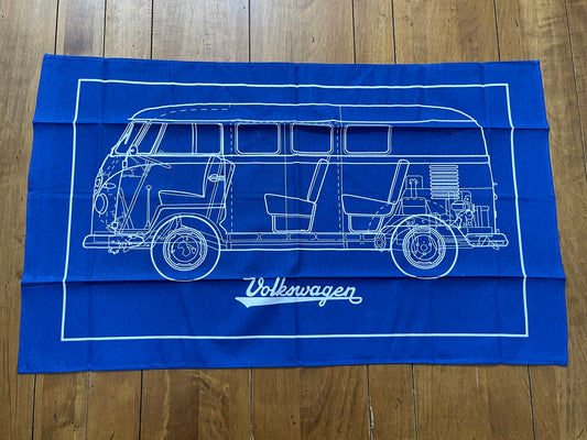Volkswagen Campervan Blueprint Tea Towel - Wall Art