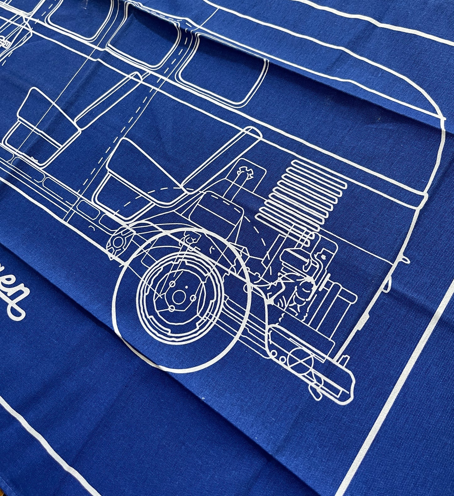 Split Window Bus Blueprint Banner / Tea Towel