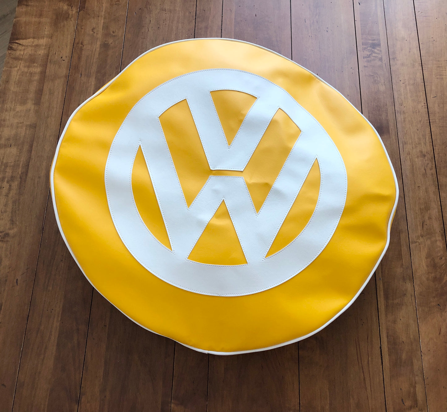 Spare Wheel Cover In Sunburst Yellow With White Logo