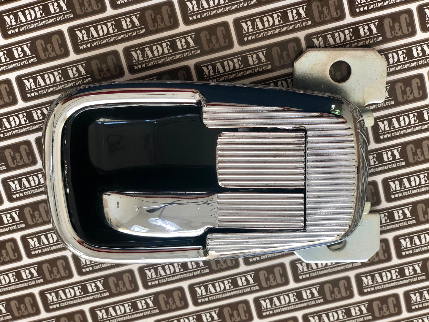 Complete Chrome Internal Door Release Handle & Surround 68-72- Right Side