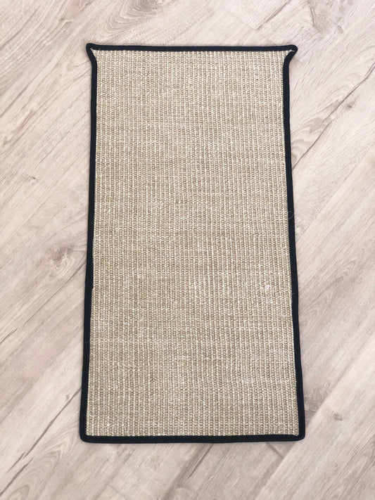 Natural Sisal Split Bus Walk Through Mat Fine Weave Fudge With Brown Egde Trim