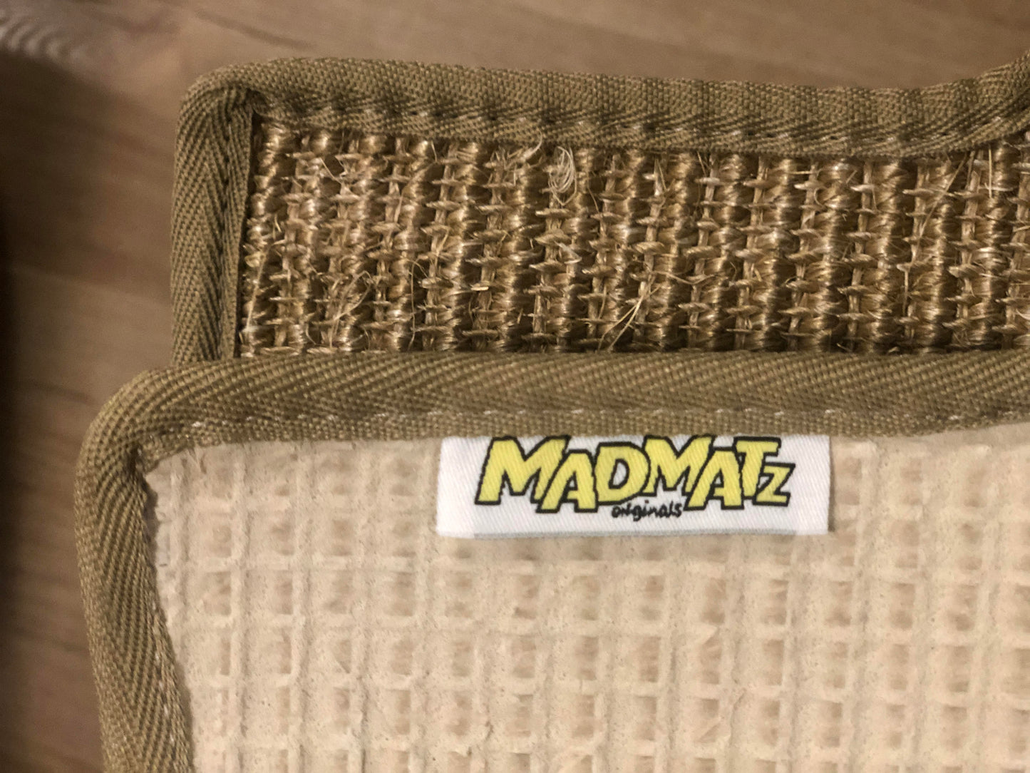 Natural Sisal Split Bus Center Full Bench Seat Mat Fine Weave Fudge With Sand Egde Trim