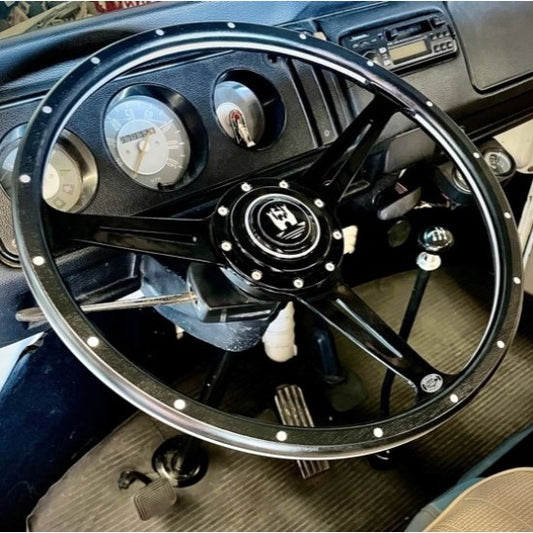 Steering Wheel - Vader Black - Fits Baywindow Bus.